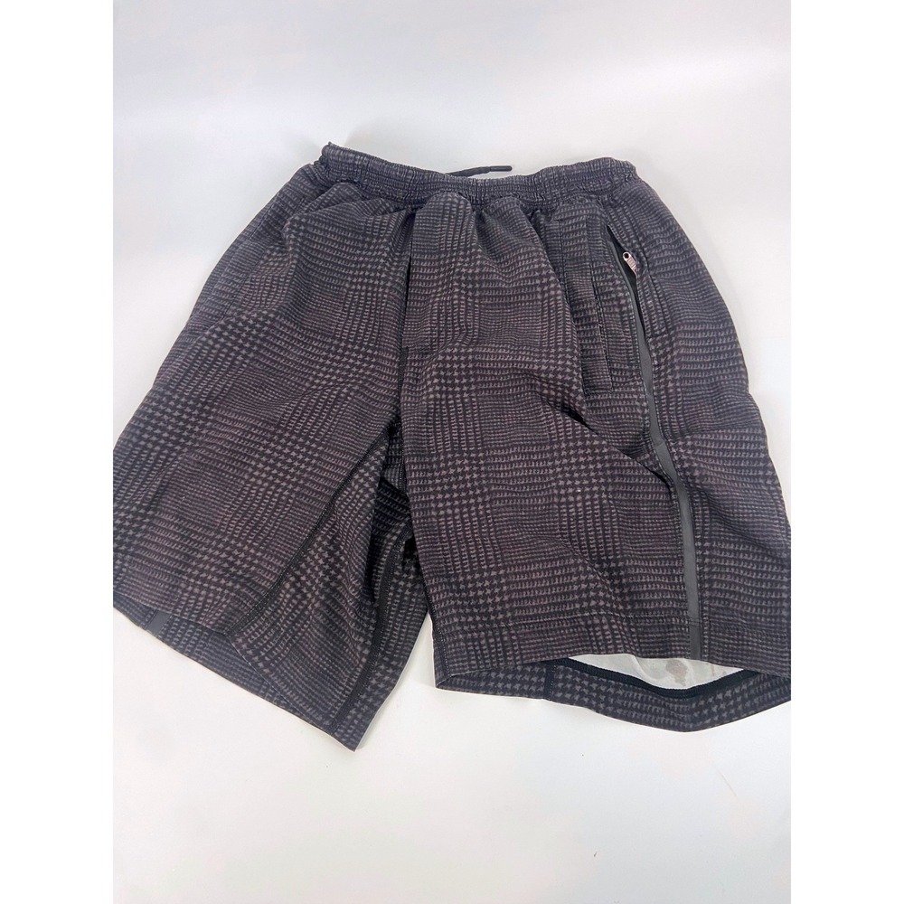 Lululemon Lined Black/ Gray Plaid Activewear With Pockets Size Medium No Tags
